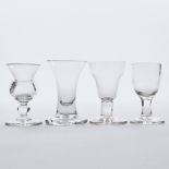Four English Dram or Firing Glasses, late 18th/early 19th century, largest height 4 in — 10.2 cm (4