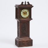 Miniature Relief Carved Mahogany Tall Case Clock, c.1900, height 18.3 in — 46.5 cm