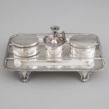 Edwardian Silver Inkstand, Daniel George Collins, Sheffield, 1909, length 11.1 in — 28.2 cm