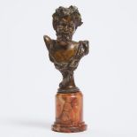 Italian Bronze Miniature Bust of Bacchanalian Satyr, late 19th century, height 4.4 in — 11.3 cm