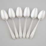 Six George III Irish Silver Bright-Cut Table Spoons, John Dalrymple, Dublin, 1792 (5), and another,
