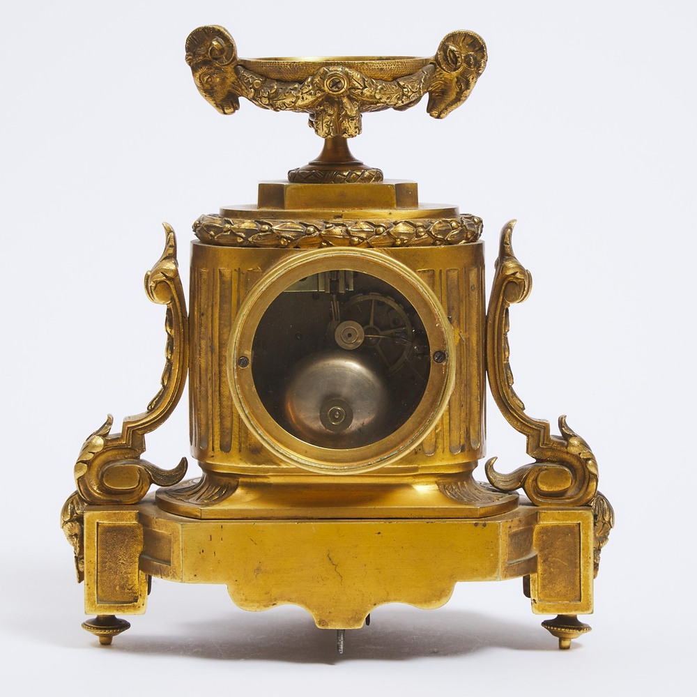 Small French Gilt Bronze Mantle Clock, Guibal a Paris, mid 19th century, height 10.75 in — 27.3 cm - Bild 2 aus 2