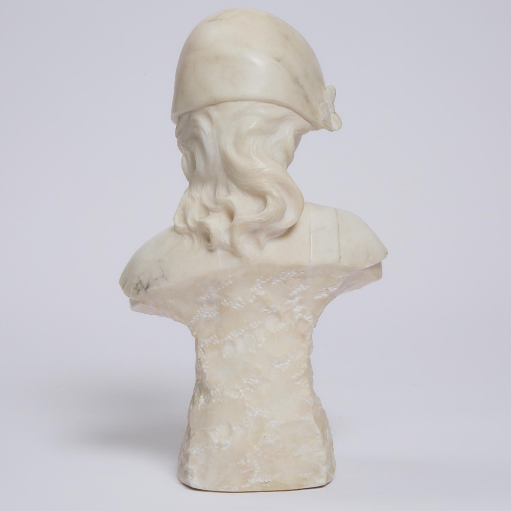 Continental Alabaster Bust of a Young Girl, c.1900, height 12 in — 30.5 cm - Image 3 of 3