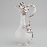 Victorian Silver Mounted Cut and Etched Glass Claret Jug, Robert Garrard, London, 1846, height 11.2