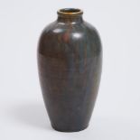 George J. Cox (British, 1884-1946), Mottled Blue and Brown Glazed Vase, Mortlake Pottery, 1913, heig