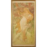 Alphonse Mucha (Czech, 1860–1939), PRINTEMPS (SPRING), framed 44 x 23 in — 111.8 x 58.4 cm