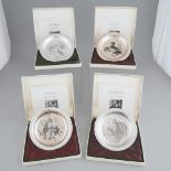 Set of Four Canadian Silver Audubon Society Bird Plates, after Lansdowne, Wellings Mint, Toronto, On