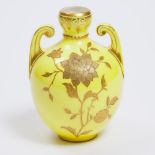 Royal Crown Derby Yellow and Gilt Ground Cabinet Vase, 1884, height 5.2 in — 13.2 cm