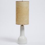 Royal Copenhagen White Glazed Table Lamp, Torkil Olsen for Le Klint, 1980s, overall height 19 in — 4
