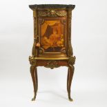 French Neoclassical Gilt Bronze Mounted Fruitwood Inlaid Mahogany and Walnut Centre Piece Cabinet on