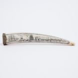 Replica Scrimshawed Walrus Ivory Tusk, late 20th century, length 14 in — 35.6 cm