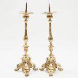 Pair of French Silvered Bronze Altar Pricket Candlesticks, c.1840, height 29 in — 73.7 cm