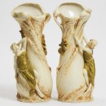 Pair of Royal Dux Figural Vases, early 20th century, height 16.1 in — 40.8 cm (2 Pieces)