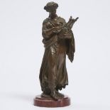 French Patinated Bronze Figure of a Classical Musician, 19th century