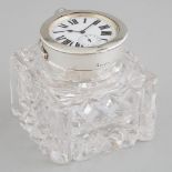 Edwardian Silver Mounted Cut Glass Watch Stand Inkwell, Mappin & Webb, Birmingham, 1909, height 6.3