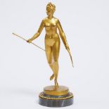 Barbedienne Gilt Bronze Figure of Diana, Goddess of the Hunt, after Houdon, late 19th century, heigh