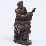 Grand Tour Patinated Bronze Model of a Classical Musician, 19th century, height 9.3 in — 23.6 cm