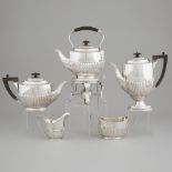 Edwardian Silver Tea and Coffee Service, Daniel George Collins, Sheffield, 1910/11, kettle height 13