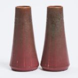 Pair of Rookwood Iron Red Matte Glazed Vases, 1912, height 7.5 in — 19 cm (2 Pieces)