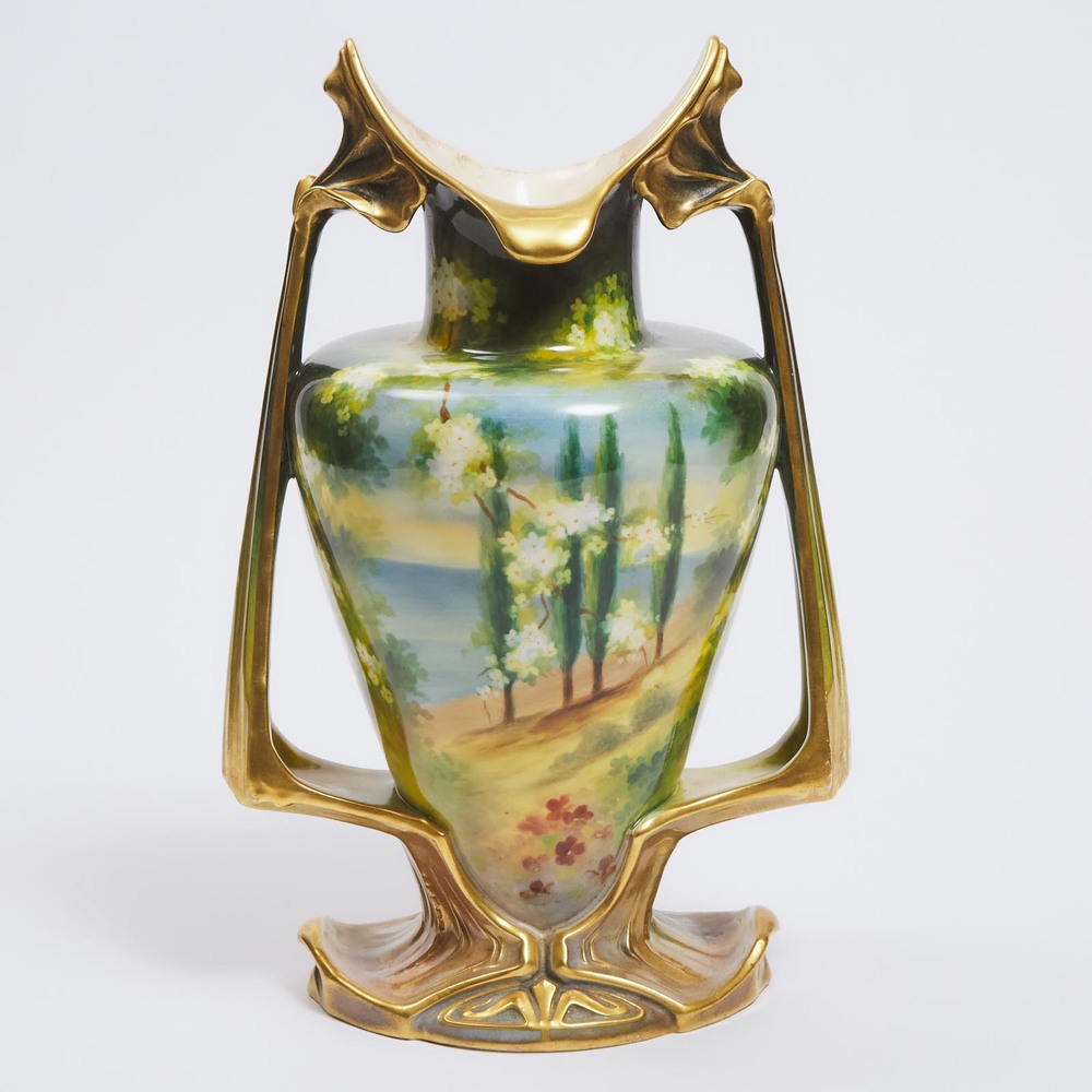 Royal Bonn Two-Handled Portrait Vase, c.1900, height 15.2 in — 38.5 cm - Image 2 of 2