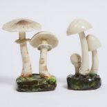 Two Lorenzen Pottery Mycological Groups, 20th century, height 5 in — 12.7 cm (2 Pieces)