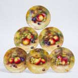 Six Royal Worcester Fruit Painted Plates, c.1929-30, diameter 6.1 in — 15.5 cm (6 Pieces)