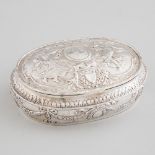 Italian Silver Oval Trinket Box, Demetrio Kremos, Rome, 20th century, width 4.9 in — 12.5 cm