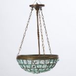 Chunk Jewel Glass Hanging Hall Fixture, early 20th century, height 21.5 in — 54.6 cm, diameter 13.4