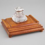 American Silver Mounted Engraved Glass and Carved Oak Inkstand, Gorham Mfg. Co., Providence, R.I., e