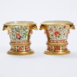 Pair of Spode Japan Pattern Small Cachepots and Stands, c.1820, height 4.3 in — 11 cm (2 Pieces)