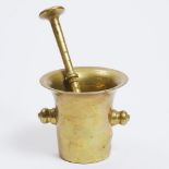 Bronze Mortar and Pestle, 19th century, mortar height 4.75 in — 12.1 cm; pestle length 9.1 in — 23 c