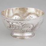 Chinese Export Silver Footed Bowl, Kwong Man Shing, Hong Kong and possibly Canton, early 20th centur