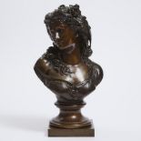 Albert Ernest Carrier Belleuse (French, 1824-1887), BUST OF A YOUNG WOMAN, height 17.5 in — 44.5 cm