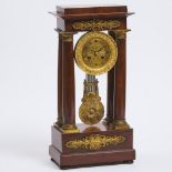 French Ormolu Mounted Mahogany 'Portico' Mantle Clock, c.1860, height 19.75 in — 50.2 cm
