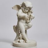 Albert E. Harnisch (American, 1842-after 1918), PUCKISH CUPID WITH LYRE, height 28.5 in — 72.4 cm