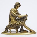 French Gilt Bronze Figure of a Seated Scholar, mid 19th century, 12.5 x 13.75 in — 31.8 x 34.9 cm