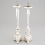 Pair of Continental Silver Plated Pricket Candlesticks, 19th/20th century, height 15.2 in — 38.5 cm