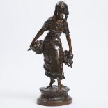 Henri Honoré Plé (French 1853-1922), PEASANT WOMAN WITH BASKETS OF GAME, height 25 in — 63.5 cm