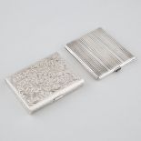 Two Continental Silver Cigarette Cases, 20th century, 3.7 x 3 in — 9.5 x 7.5 cm; 3.7 x 3.1 in — 9.5