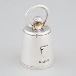 Late Victorian Silver Novelty Bell Weight Pepper Mill, Joseph Braham, London, 1898, height 3.2 in —