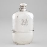 American Silver and Glass Spirit Flask, J.E. Caldwell & Co, Philadelphia, Pa., early 20th century, h