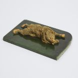 Canadian School GIlt Bronze Model of a Grizzly Bear in Repose, 20th century, 2 x 8 x 5.5 in — 5.1 x