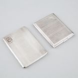 Two English Silver Cigarette Cases, Samuel M. Levi, and W. T. Toghill & Co. for Henry Birks & Co., B