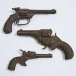 Three American Cast Iron Cap Guns, late 19th century, largest length 6.7 in — 17 cm (3 Pieces)