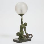 French Art Deco Figural Table Lamp, c.1930, height 14.75 in — 37.5 cm