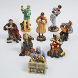 Eight Royal Doulton Figures, 20th century, largest height 9.3 in — 23.5 cm (8 Pieces)
