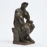 French Patinated Bronze Figure of Lorenzo di Medici, after Michaelangelo, mid 19th century, height 1