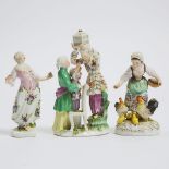 Three Vienna and Meissen Figures and Groups, 18th/19th century, largest height 6.5 in — 16.5 cm (3 P