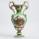 Fischer & Mieg Apple Green Ground Large Two-Handled Vase, late 19th century, height 28.7 in — 73 cm