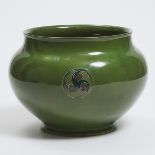 Mcintyre Moorcroft Green Flamminian Jardinière, c.1914-16, height 9.3 in — 23.5 cm, diameter 13 in —